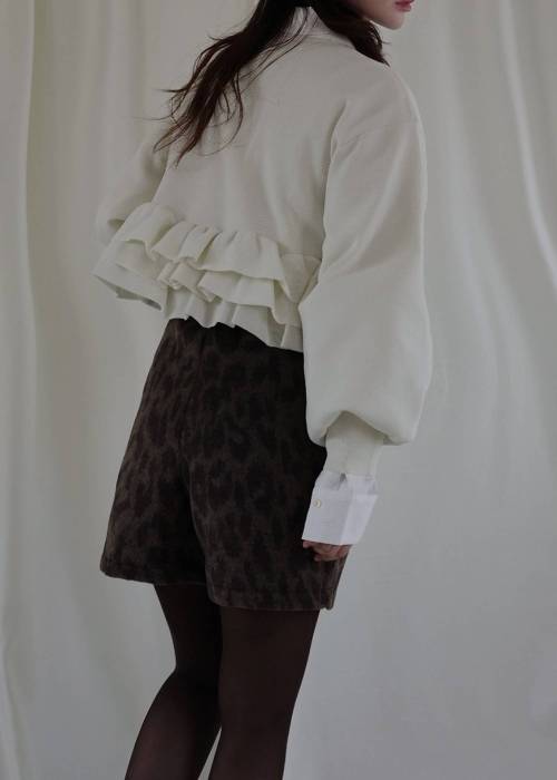 hem ruffle frill knit cardigan
