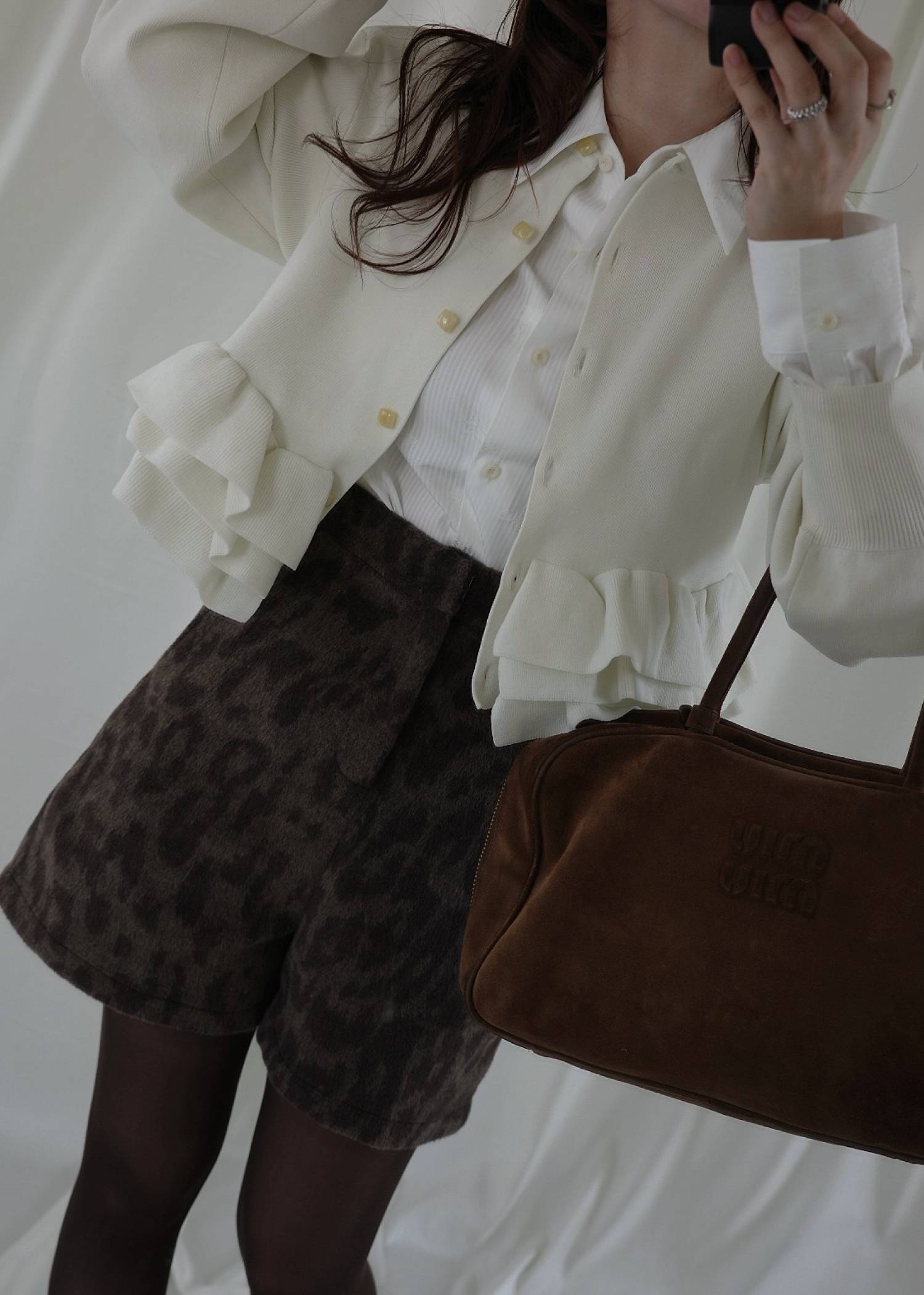 hem ruffle frill knit cardigan