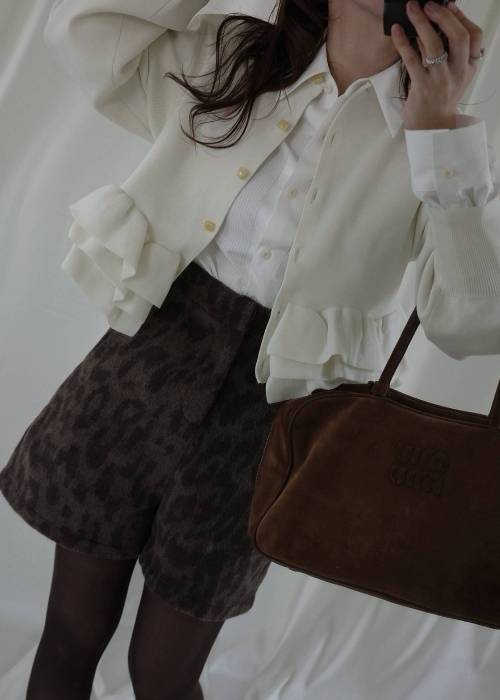 hem ruffle frill knit cardigan