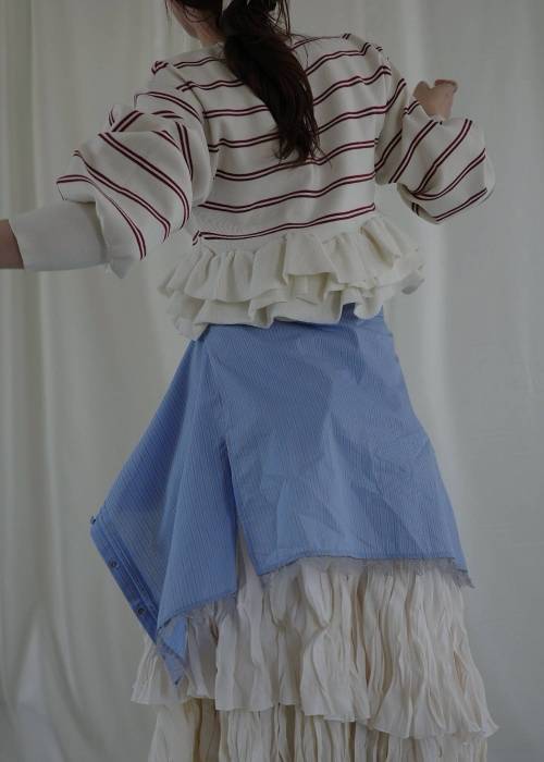 hem ruffle frill knit cardigan