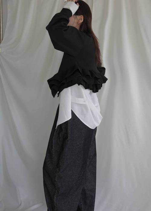 hem ruffle frill knit cardigan
