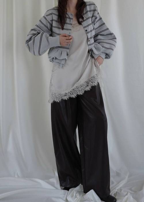 hem ruffle frill knit cardigan