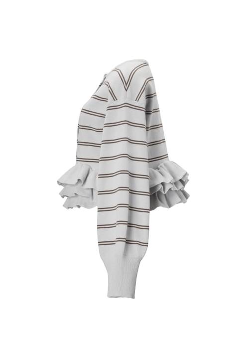 hem ruffle frill knit cardigan