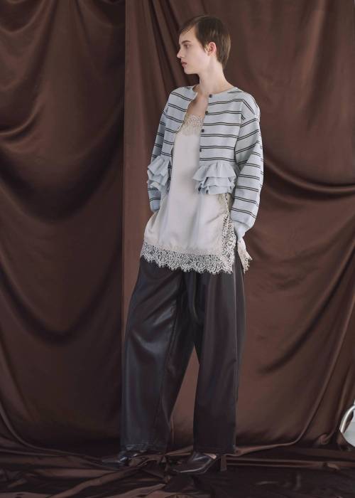 hem ruffle frill knit cardigan