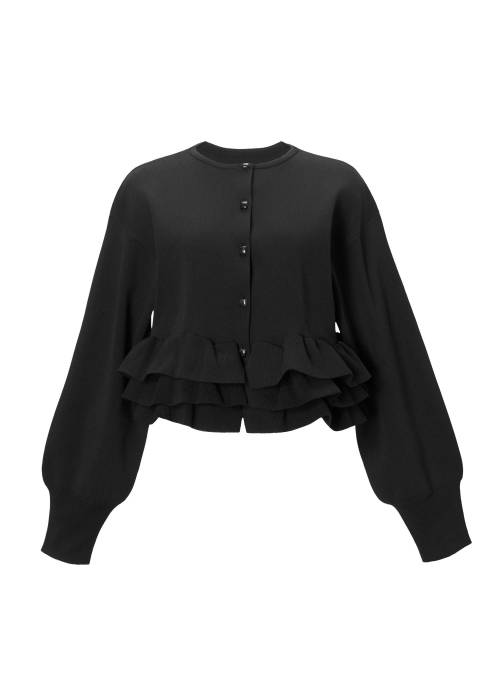 hem ruffle frill knit cardigan