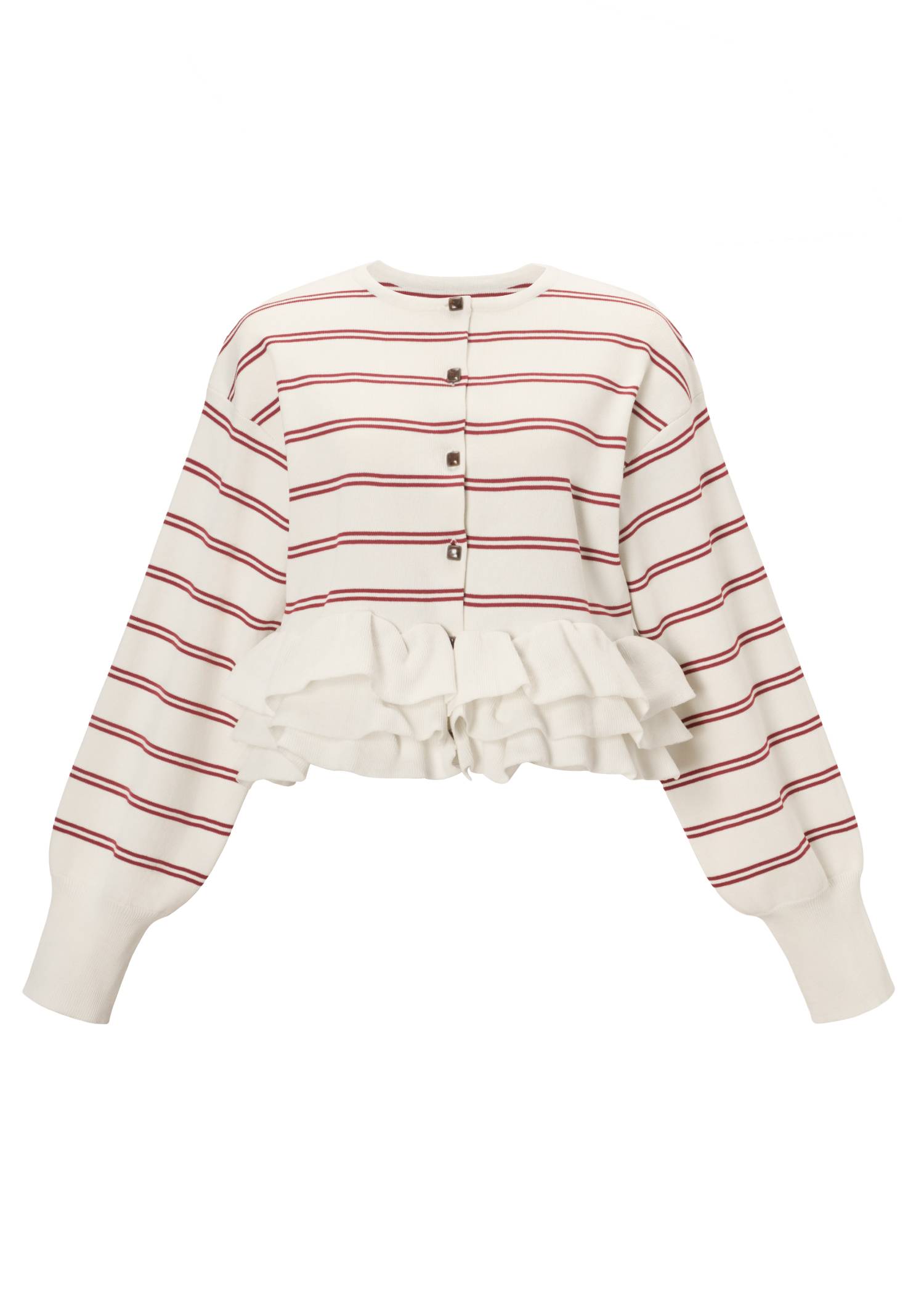 hem ruffle frill knit cardigan