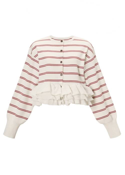 hem ruffle frill knit cardigan