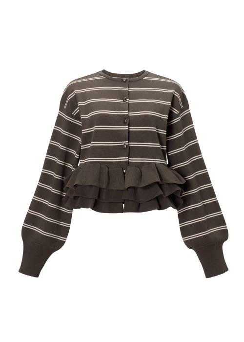 hem ruffle frill knit cardigan