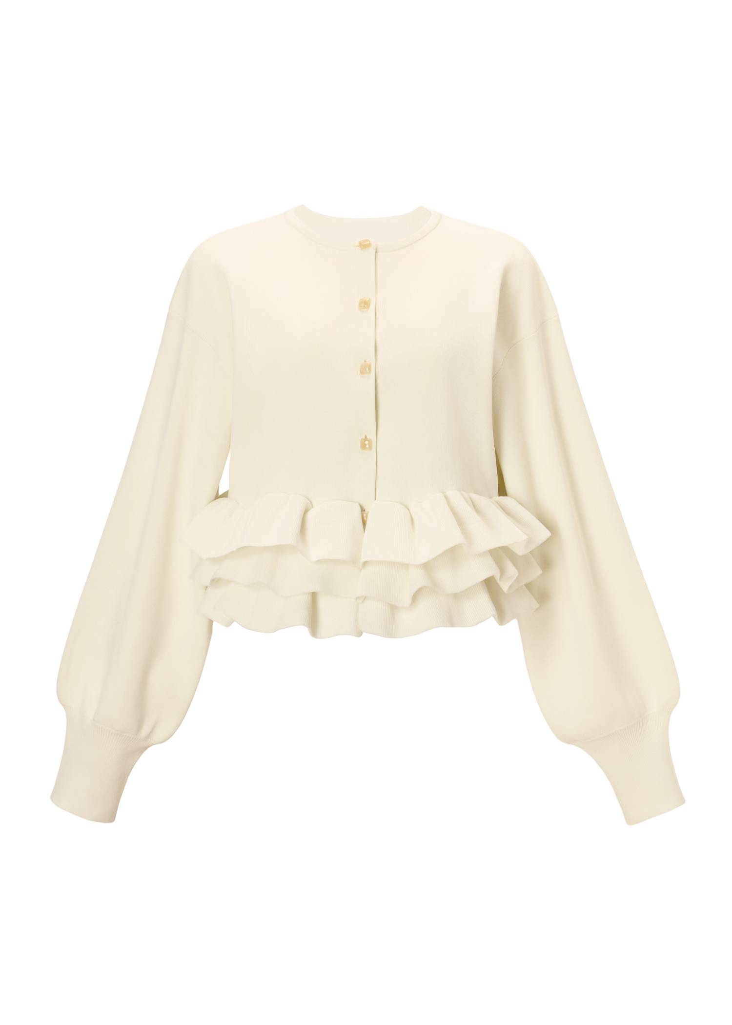 hem ruffle frill knit cardigan