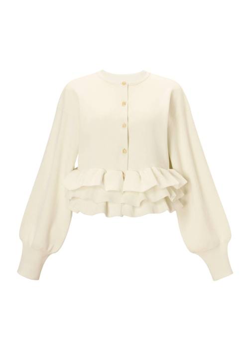 hem ruffle frill knit cardigan