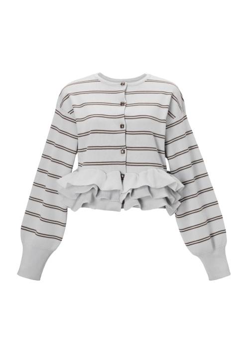 hem ruffle frill knit cardigan