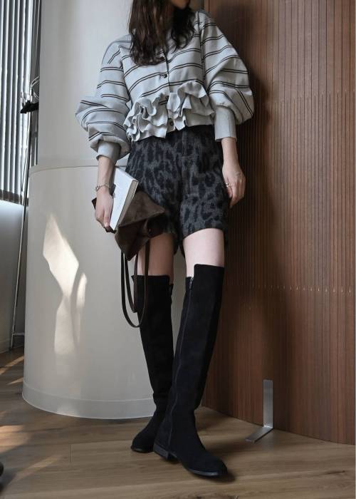 hem ruffle frill knit cardigan