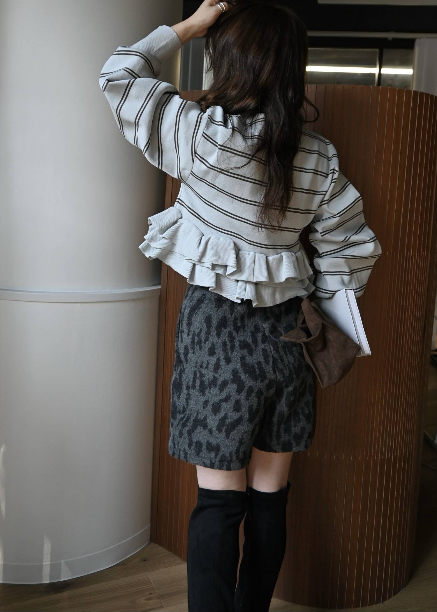 hem ruffle frill knit cardigan