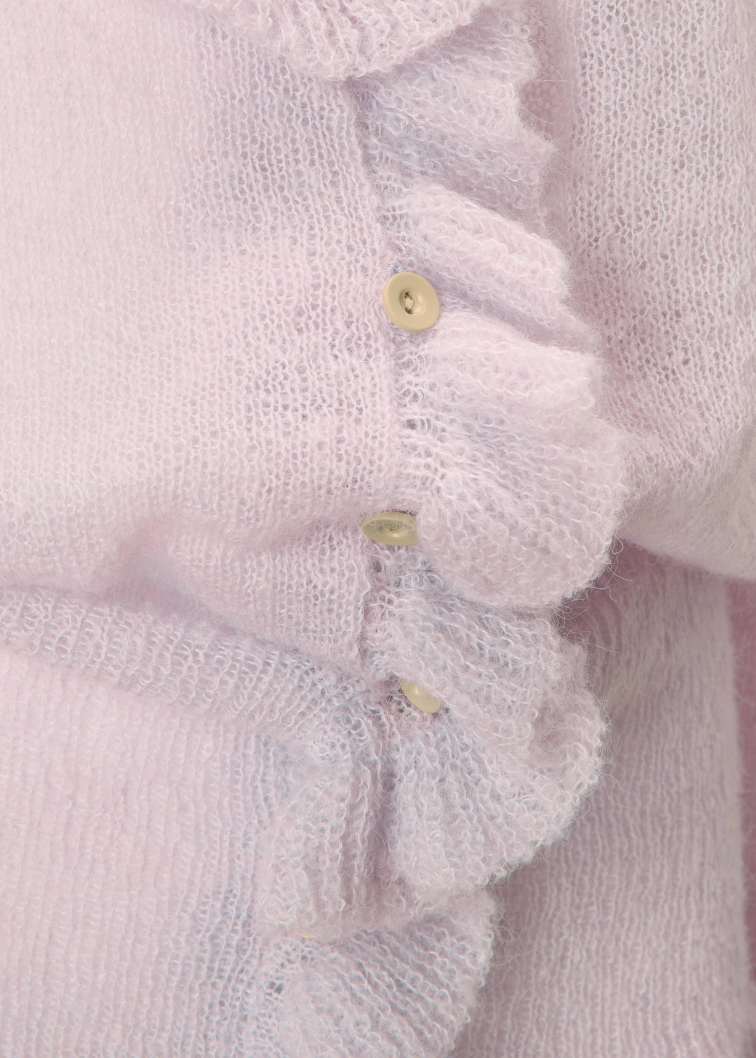 ruffle sheer rib waist knit cardigan