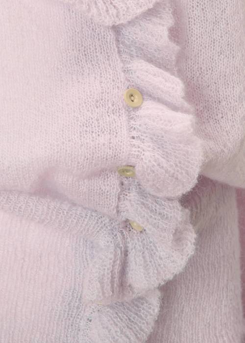 ruffle sheer rib waist knit cardigan