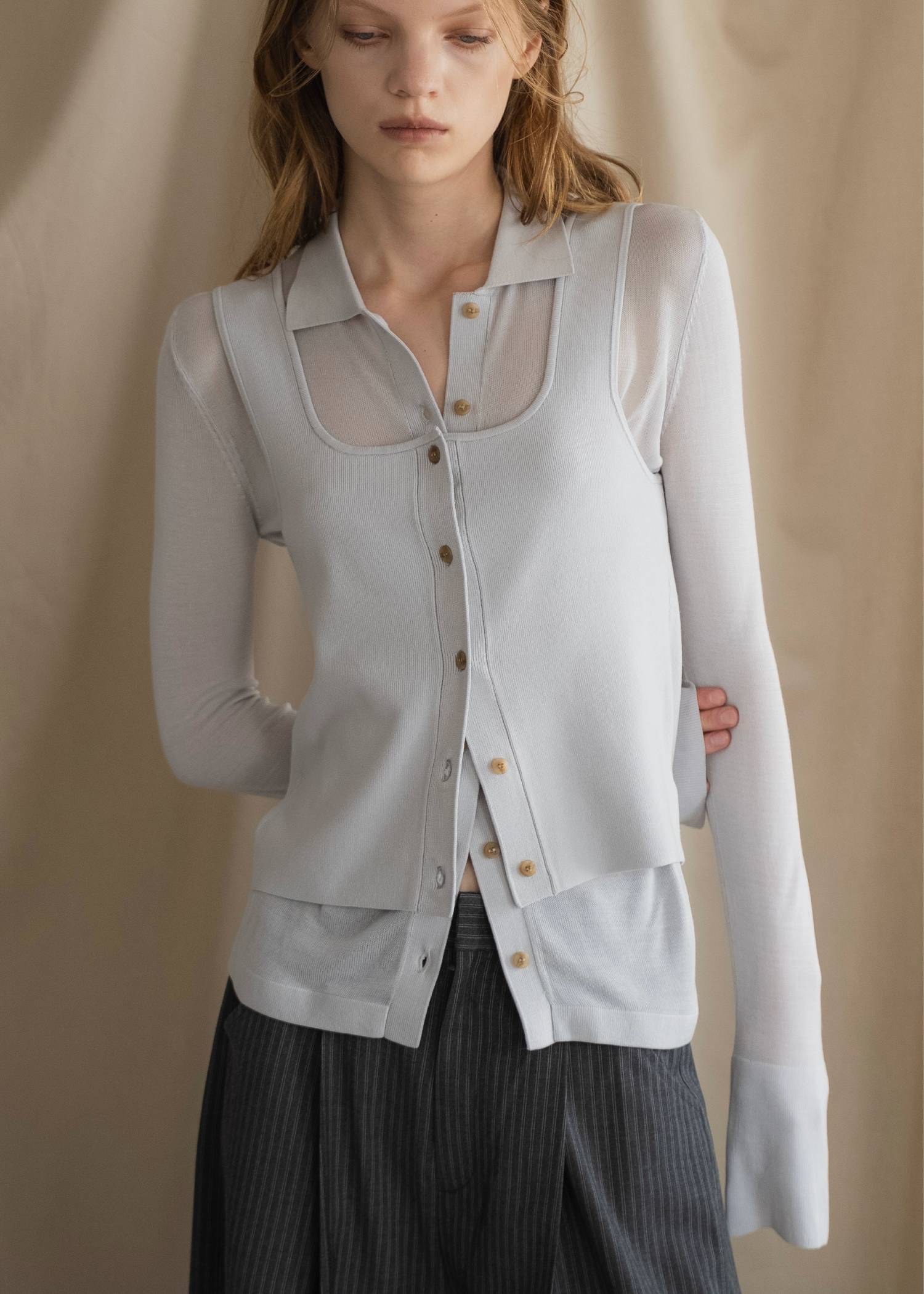shirt collar & tank knit ensemble