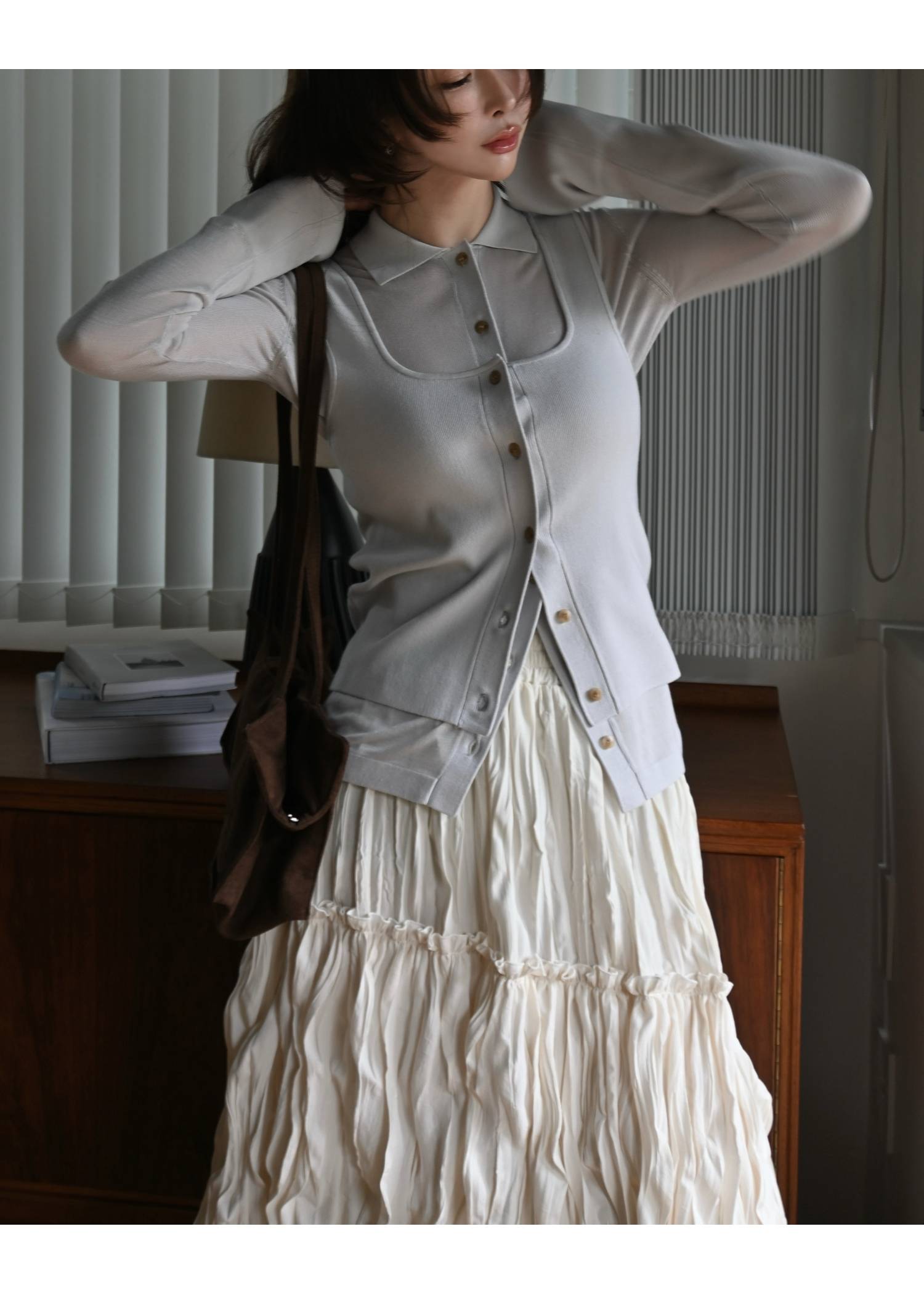 shirt collar & tank knit ensemble