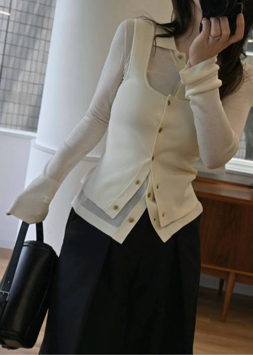 shirt collar & tank knit ensemble