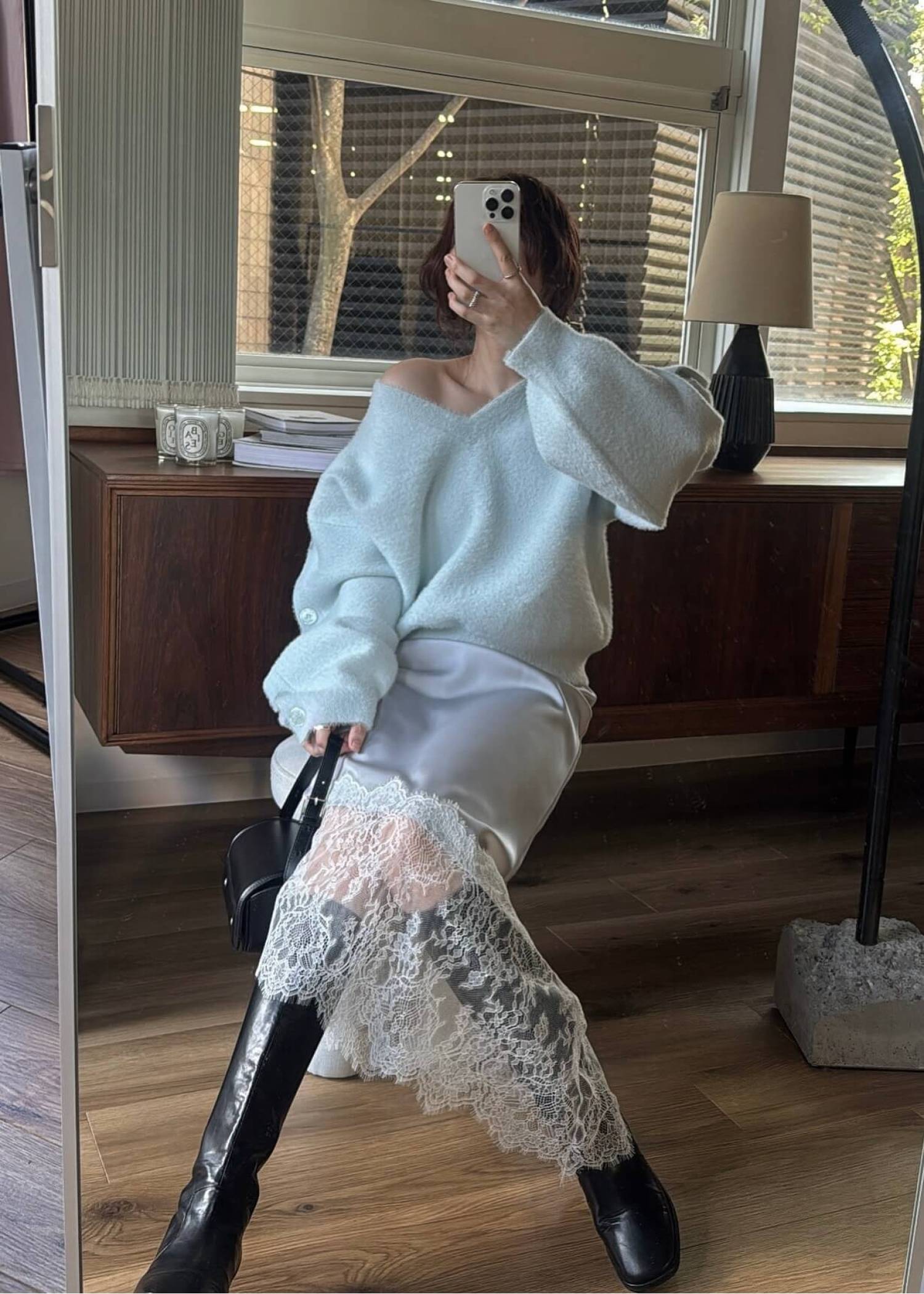 button sleeve short color knit