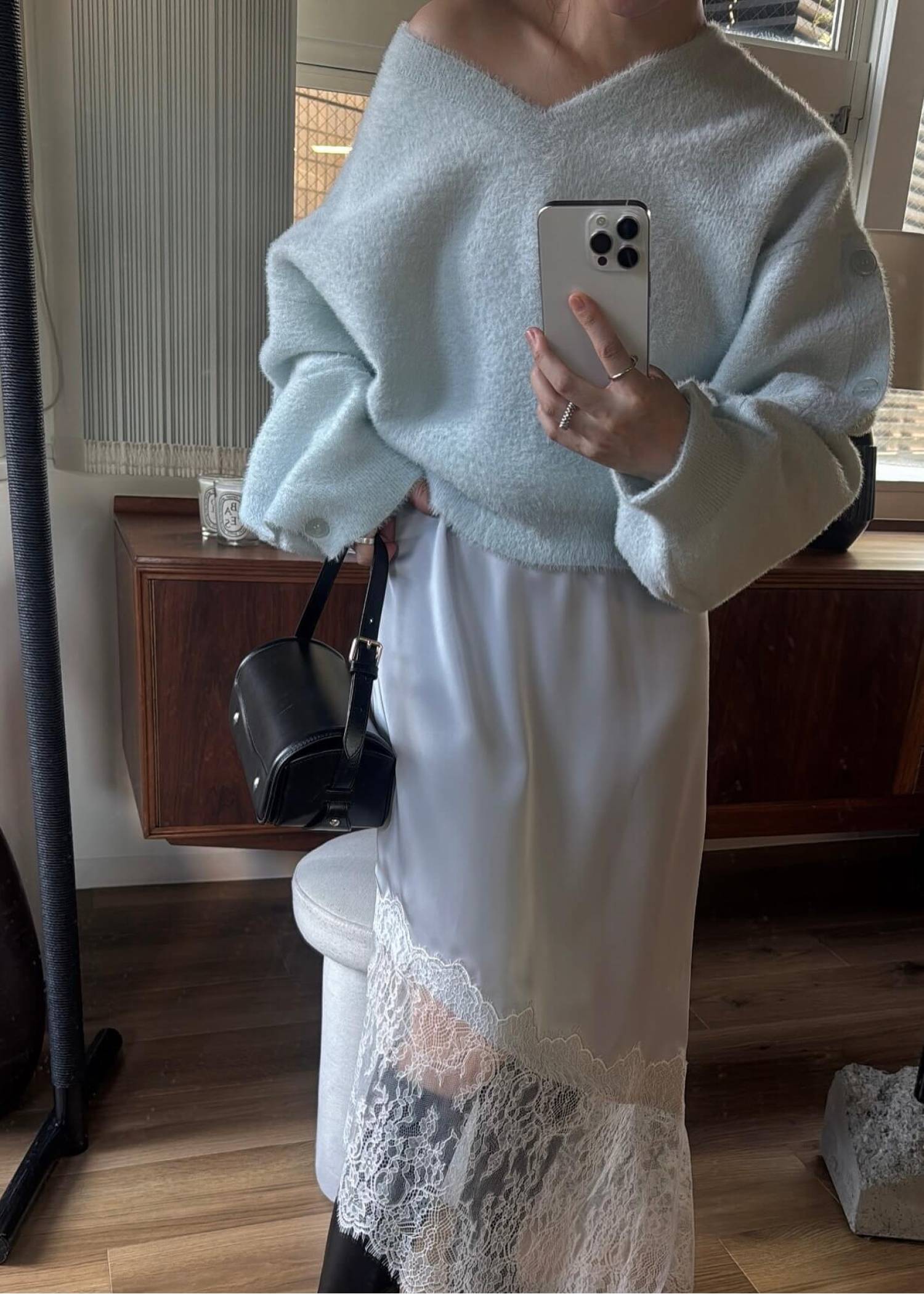 button sleeve short color knit