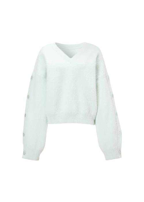 button sleeve short color knit