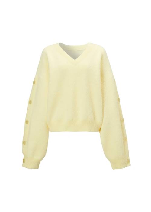 button sleeve short color knit