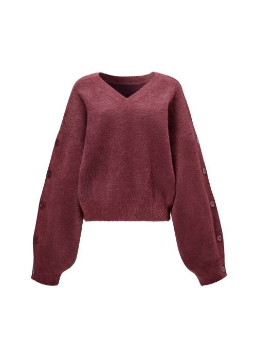 button sleeve short color knit