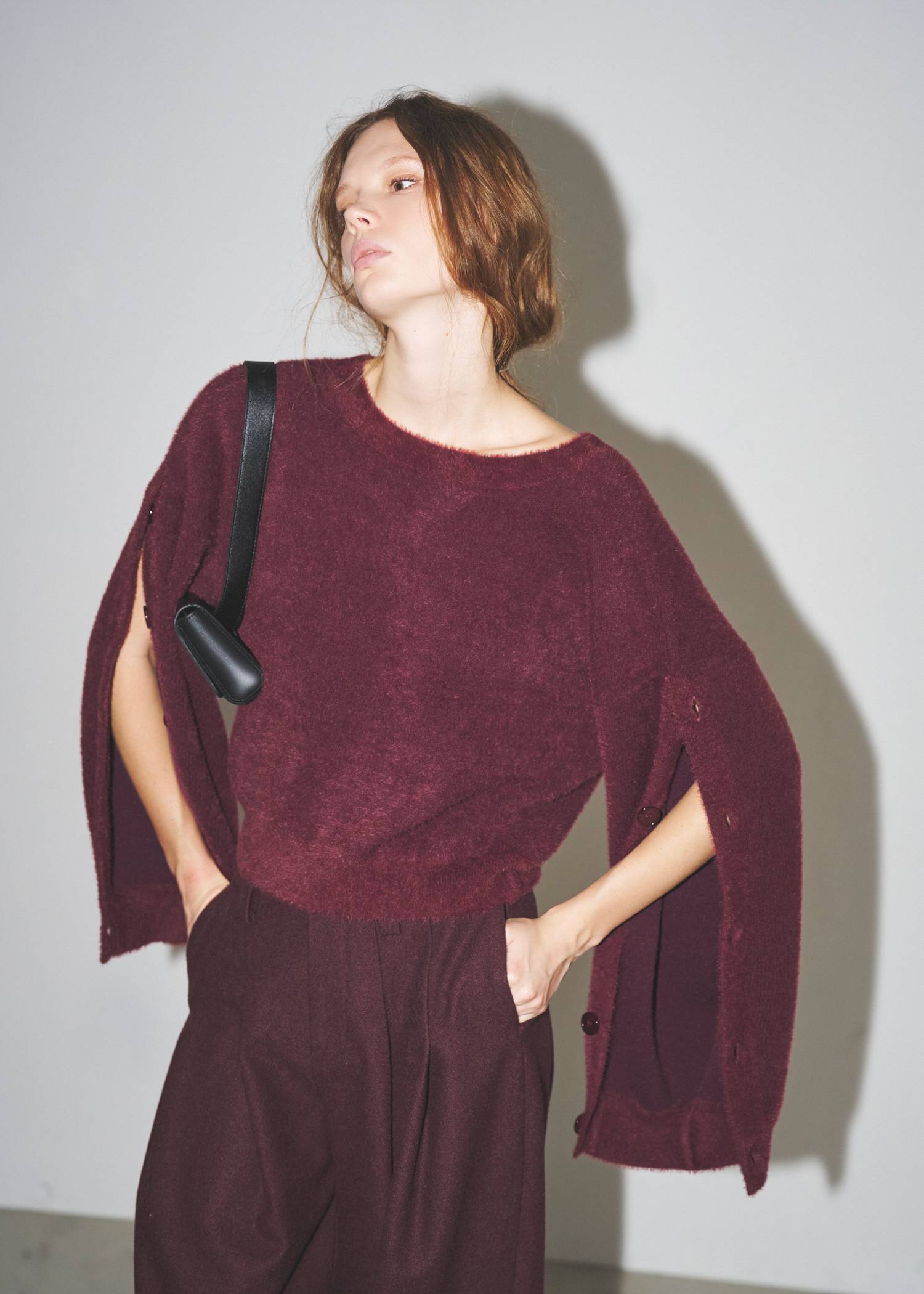 button sleeve short color knit