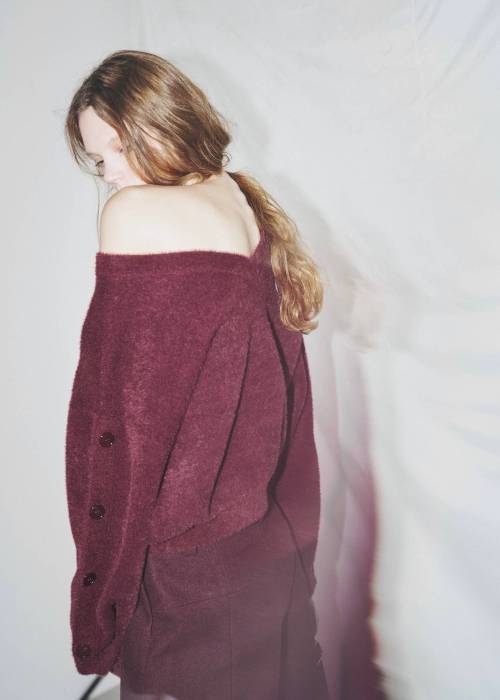 button sleeve short color knit