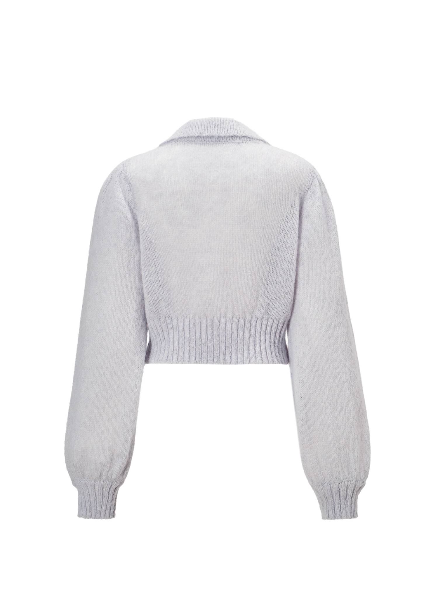 bijou collar mohair touch cropped zip knit