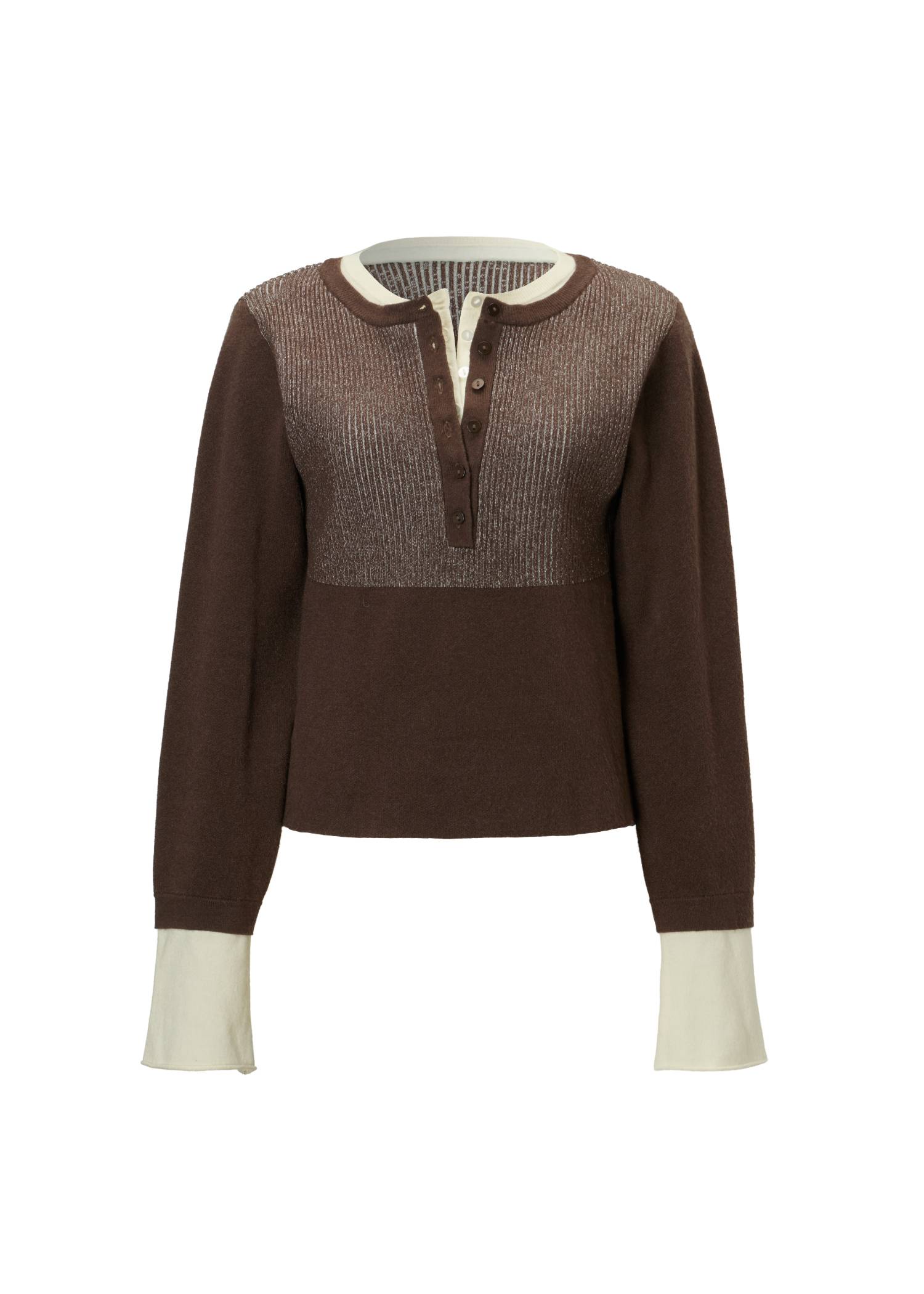button henley effortless layered knit