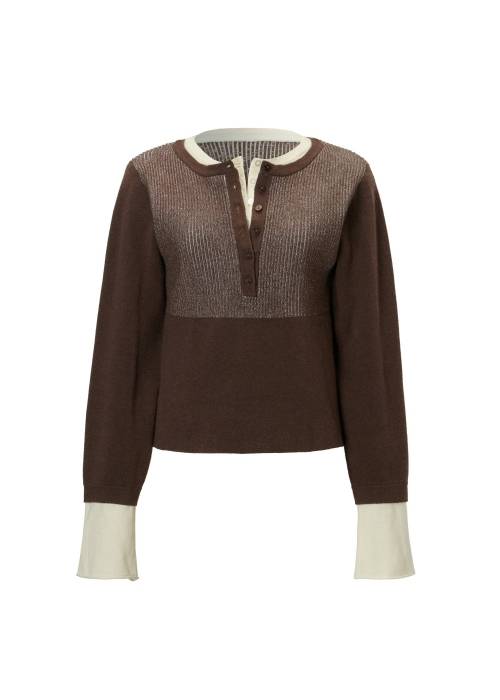 button henley effortless layered knit