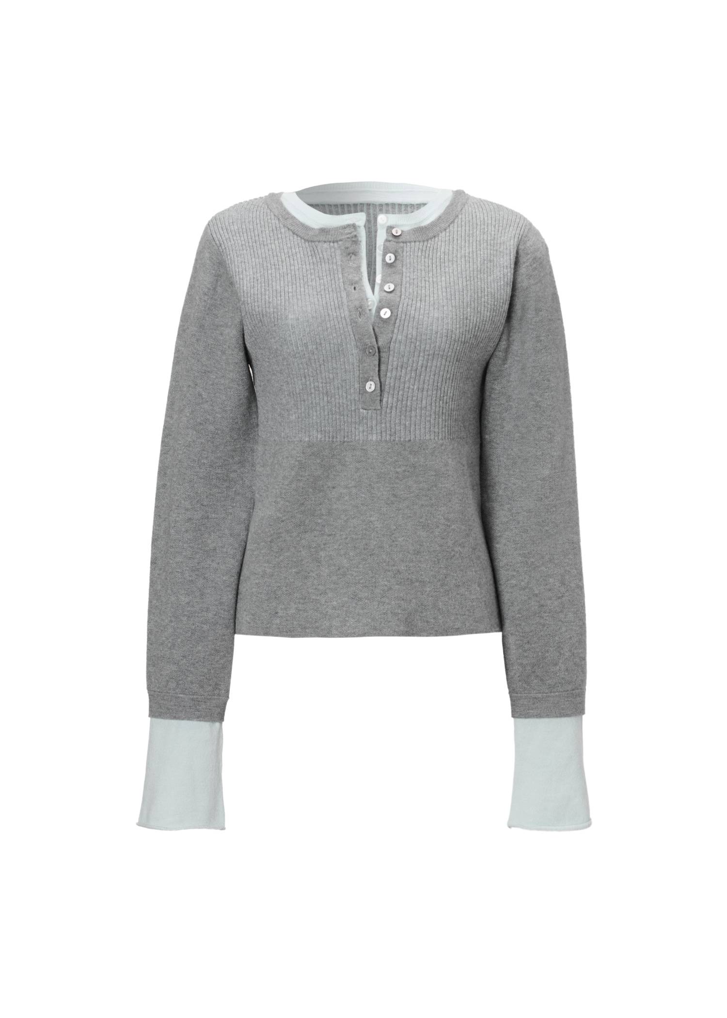 button henley effortless layered knit