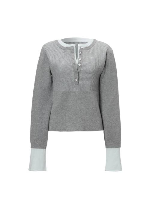 button henley effortless layered knit