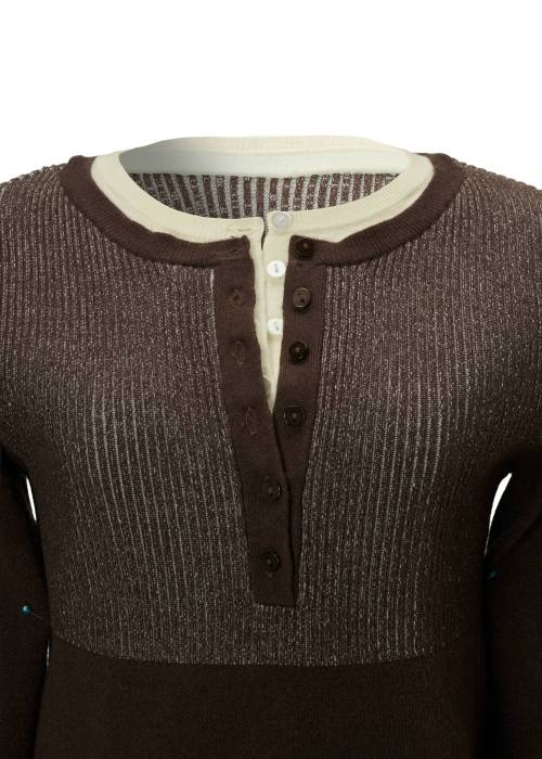 button henley effortless layered knit
