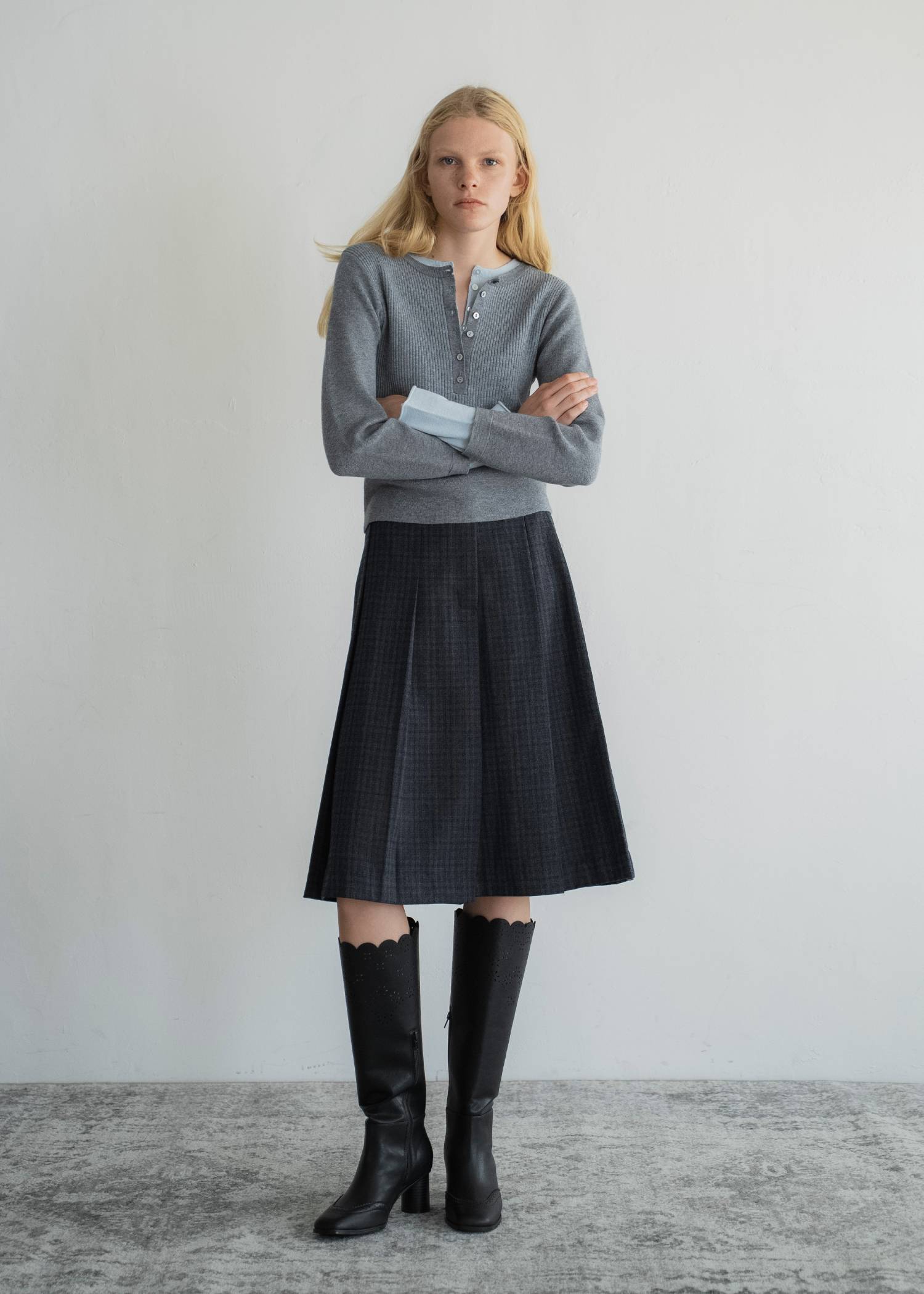 button henley effortless layered knit