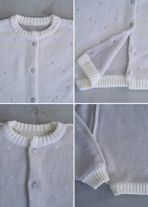 long heart dot jacquard reversible knit cardigan