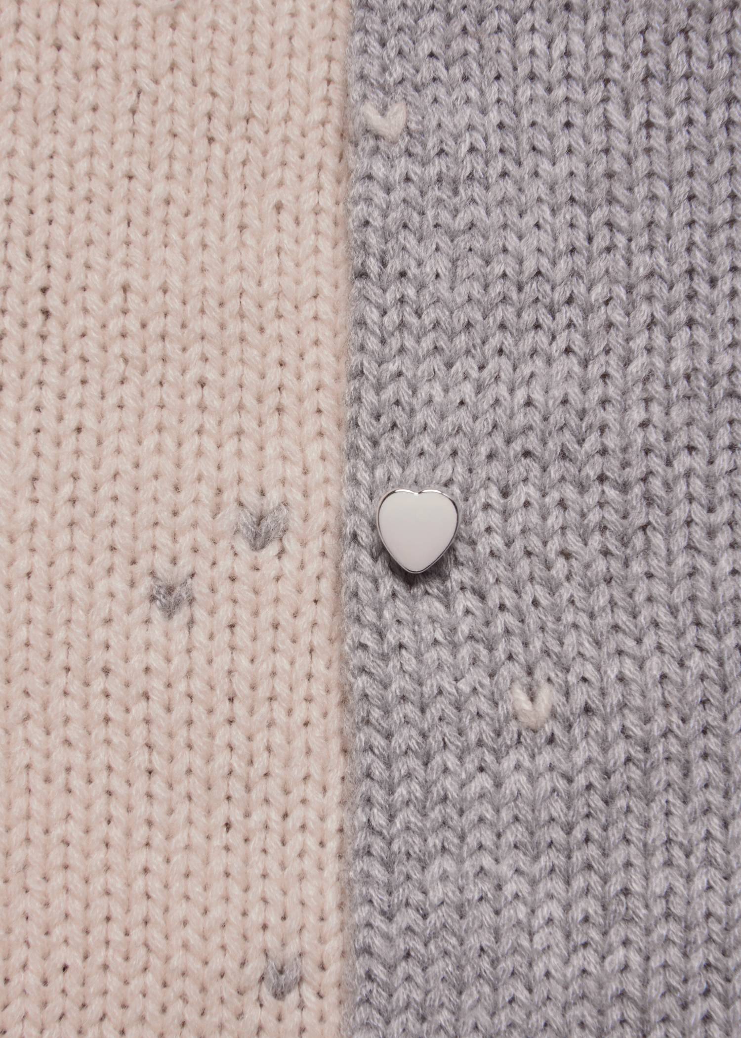 long heart dot jacquard reversible knit cardigan