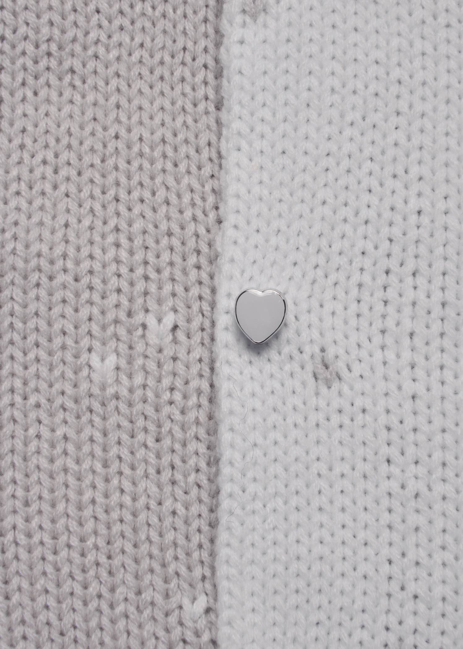 long heart dot jacquard reversible knit cardigan