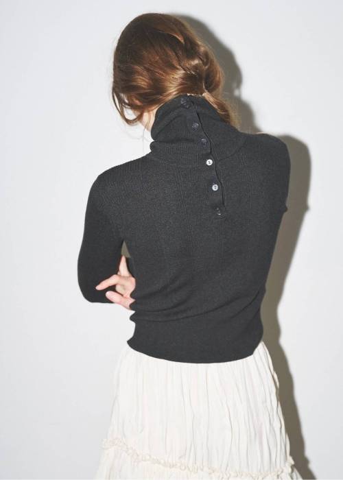 unfold botton turtle rib knit