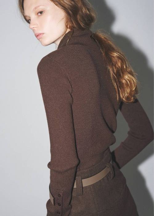 unfold botton turtle rib knit
