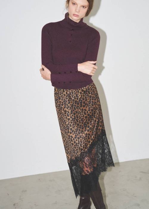 unfold botton turtle rib knit