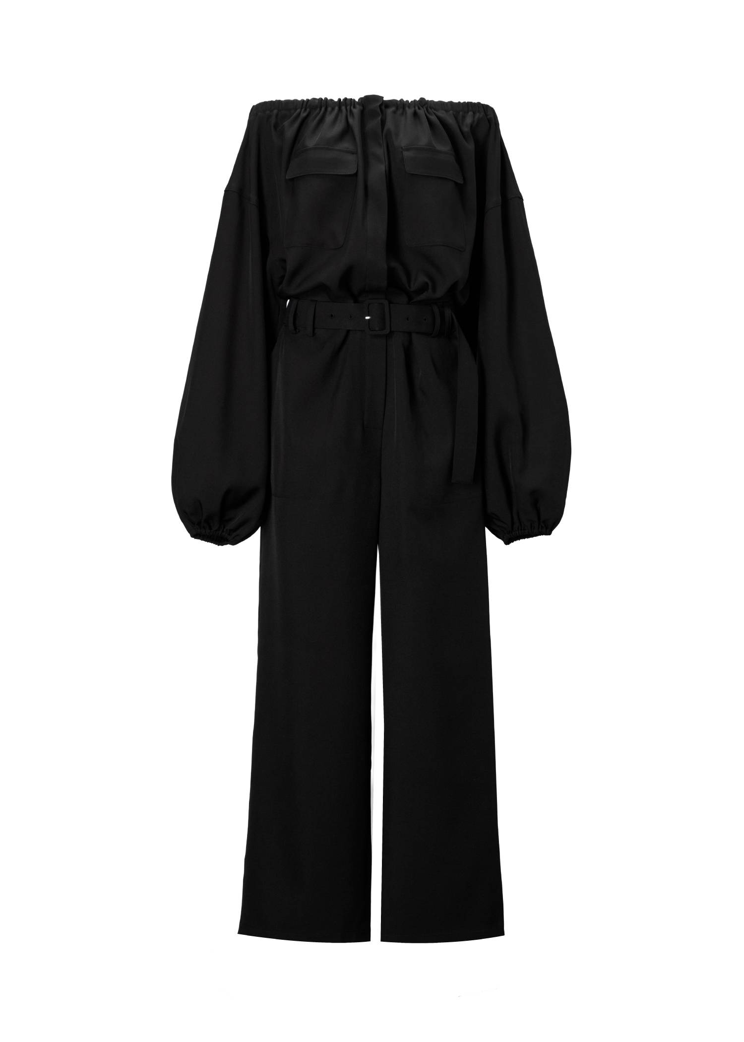 off shoulder shirring blousing all-in-one