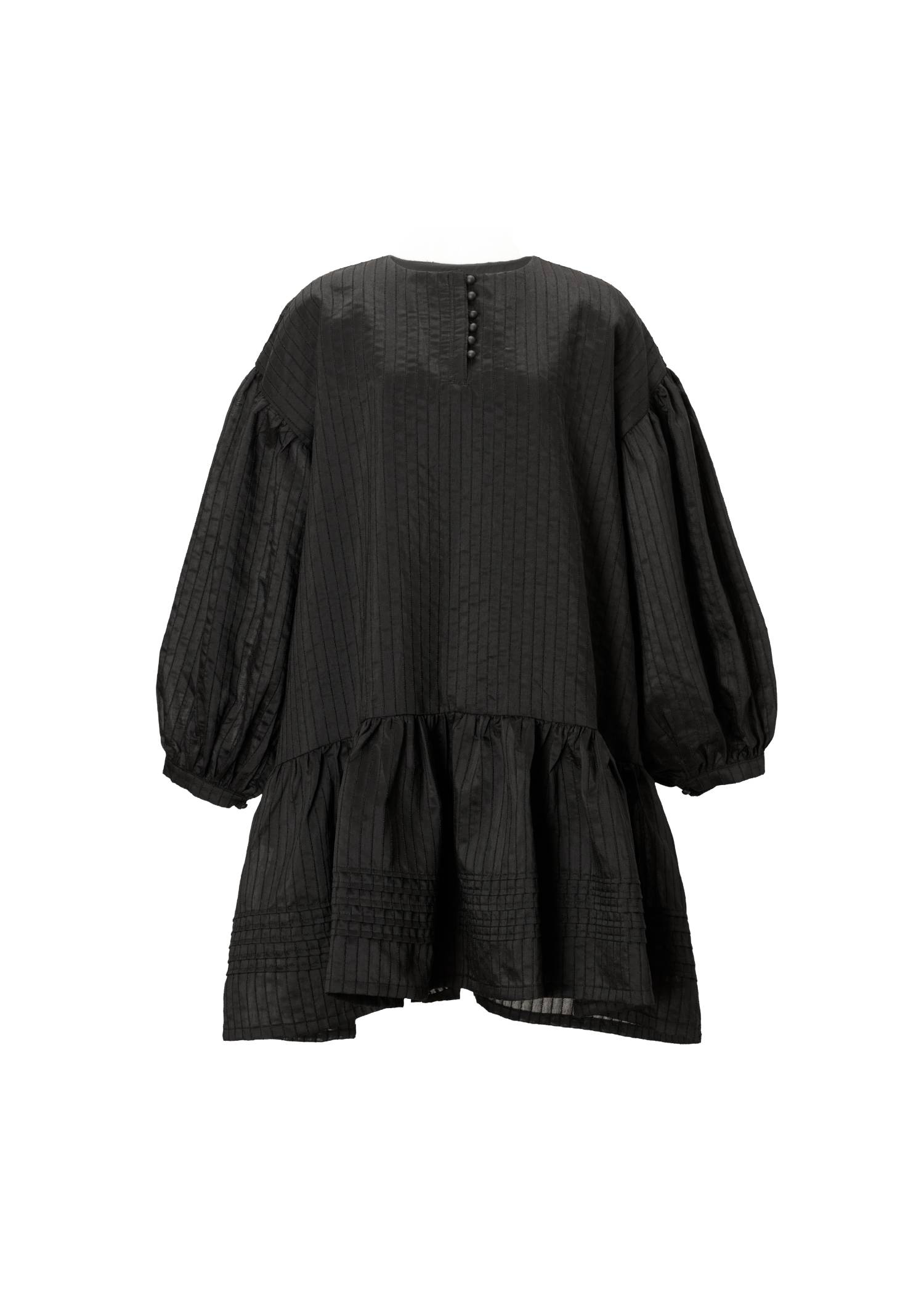 pintuck round hem stripe midi OP