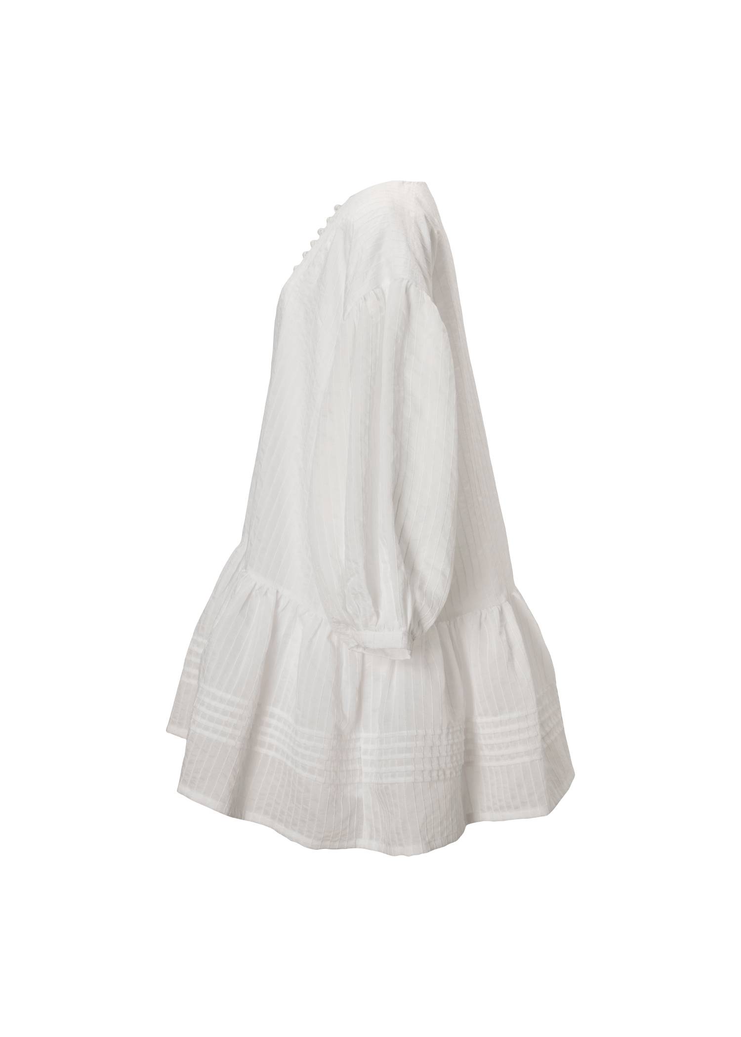 pintuck round hem stripe midi OP