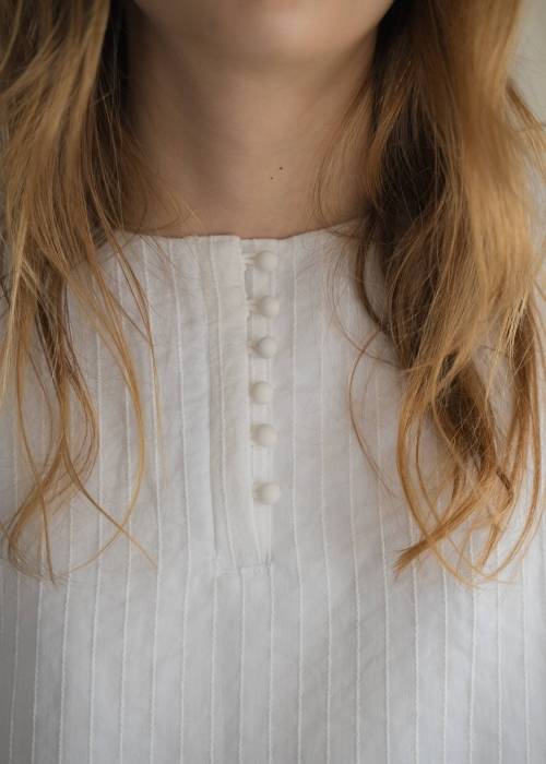 pintuck round hem stripe midi OP