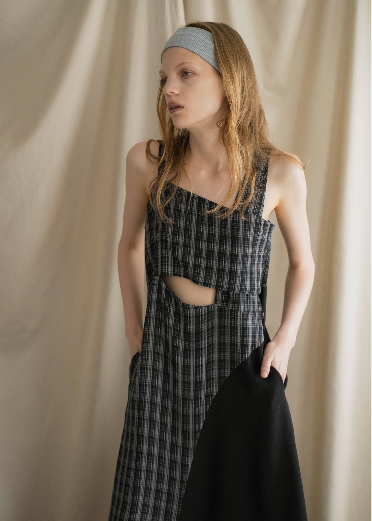 asymmetry panel waist cutout OP