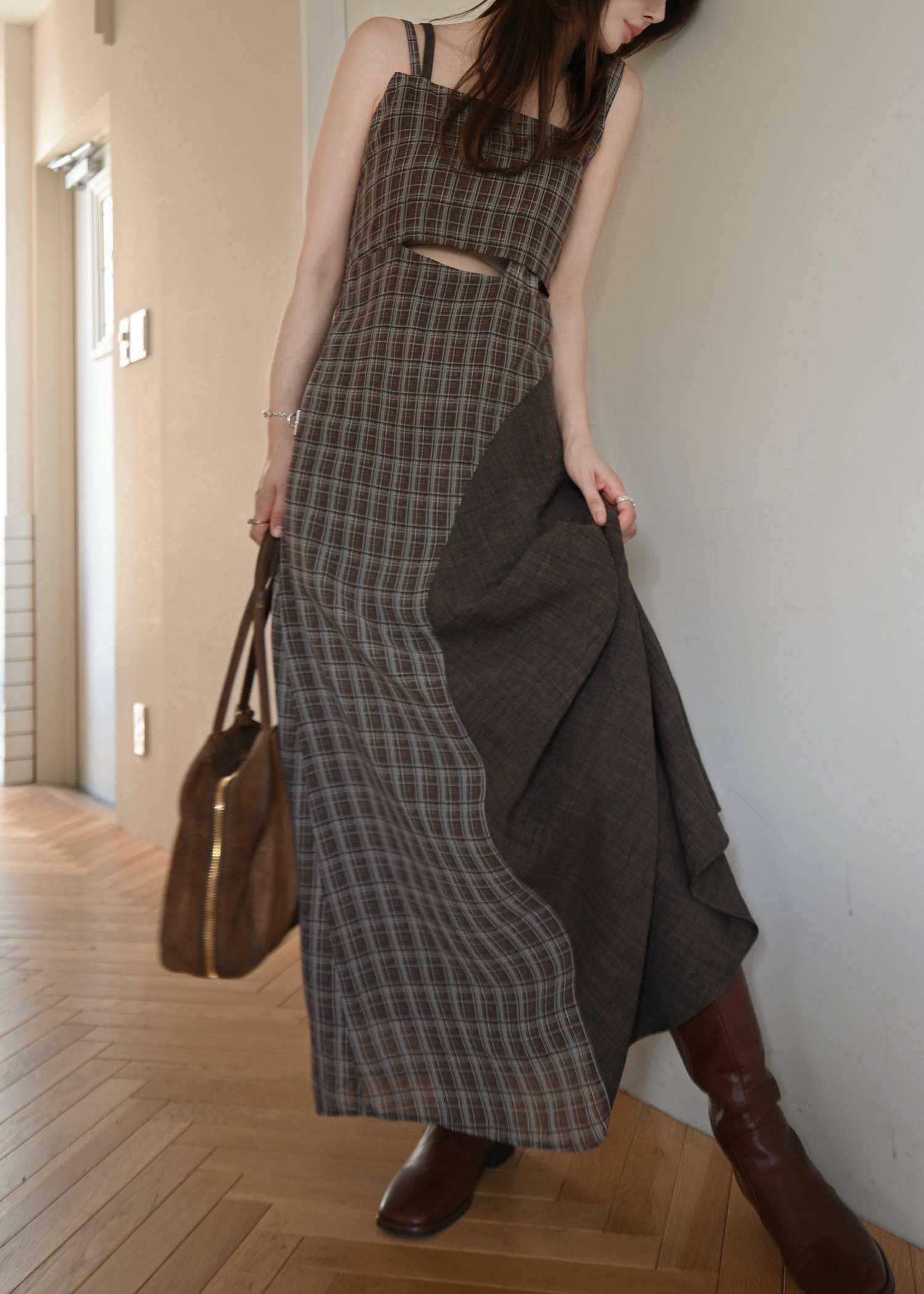 asymmetry panel waist cutout OP
