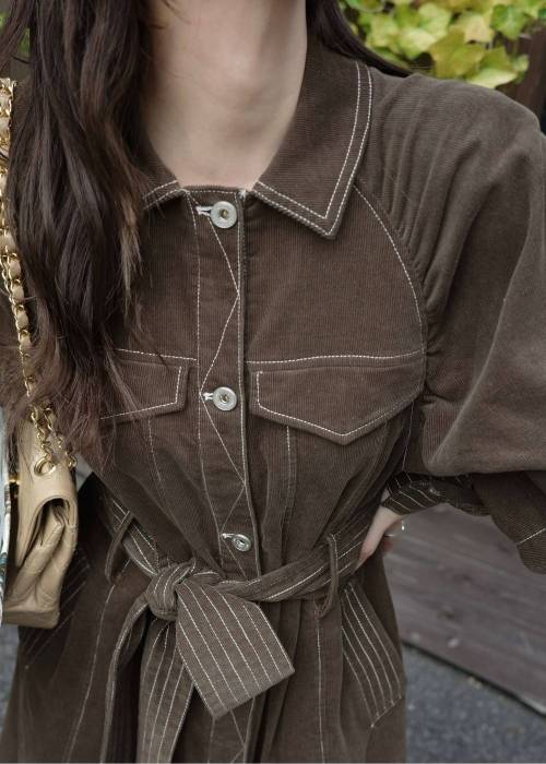 waist ribbon raglan volume sleeve OP