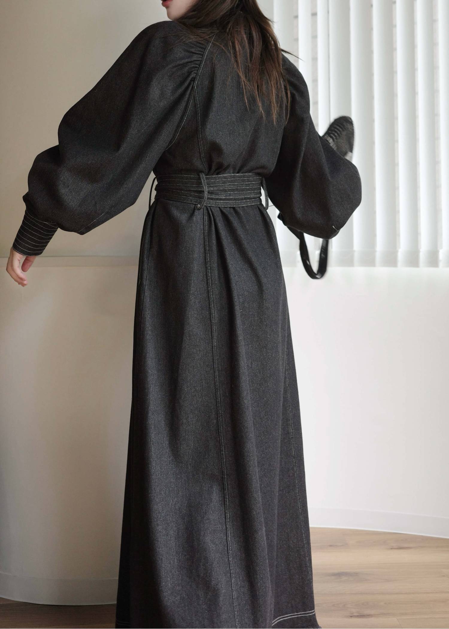 waist ribbon raglan volume sleeve OP
